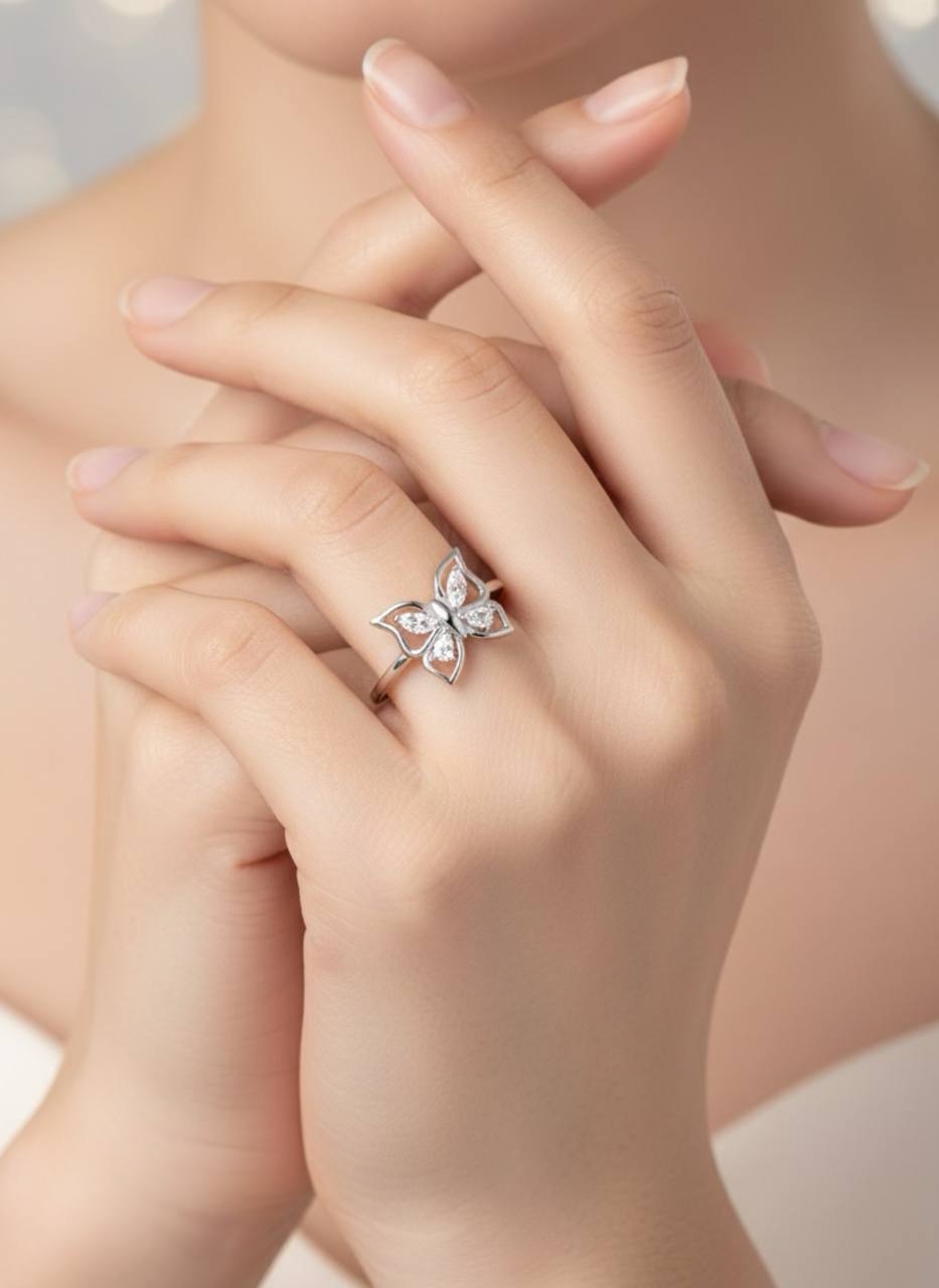 Lunaria Butterfly Ring — 925 Sterling Silver
