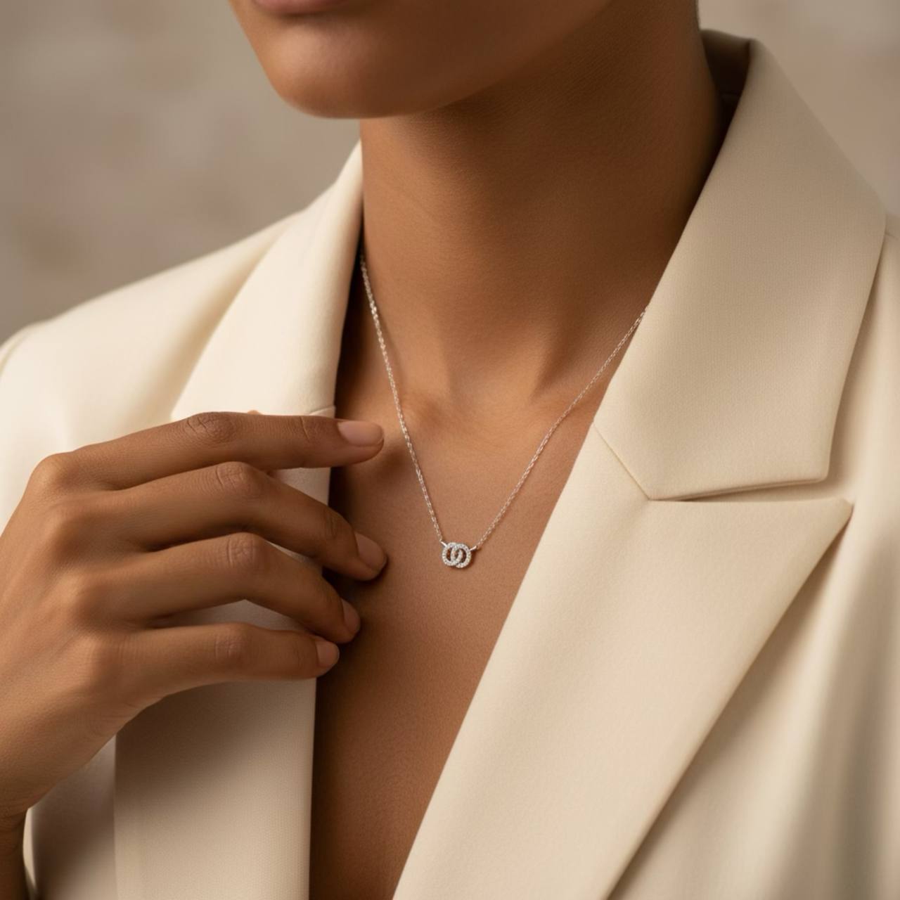 Infinity Double Circle Necklace — 925 Sterling Silver