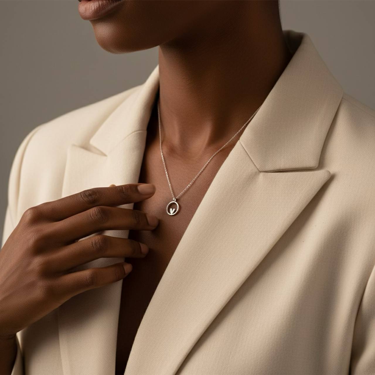 Open Heart Circle Necklace — 925 Sterling Silver